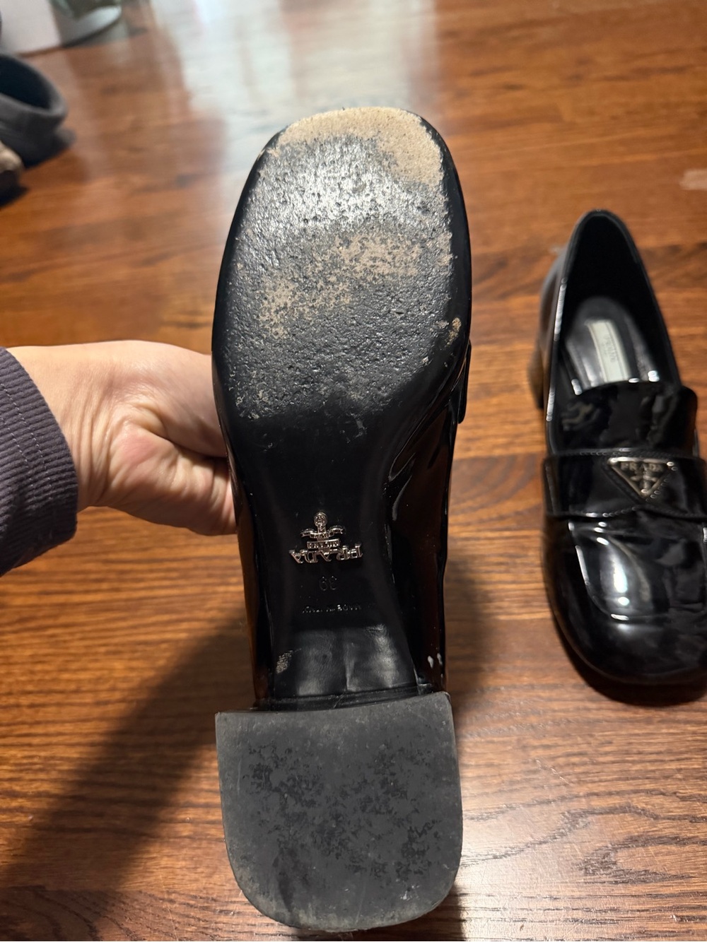 Prada Black Patent Leather Penny Loafers - Picture 3 of 3
